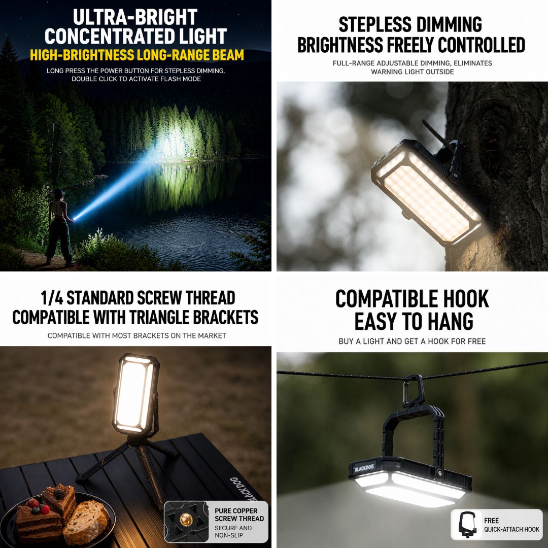Blackdog Camping Lantern 10000mAh Solar Charging Lampu Camping Power Bank CBD2550ZM047 Lampu Solar Panel