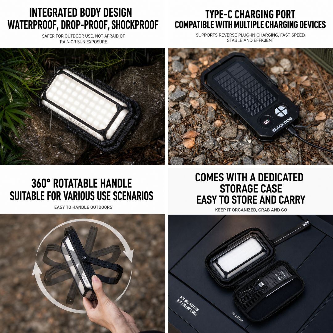 Blackdog Camping Lantern 10000mAh Solar Charging Lampu Camping Power Bank CBD2550ZM047 Lampu Solar Panel