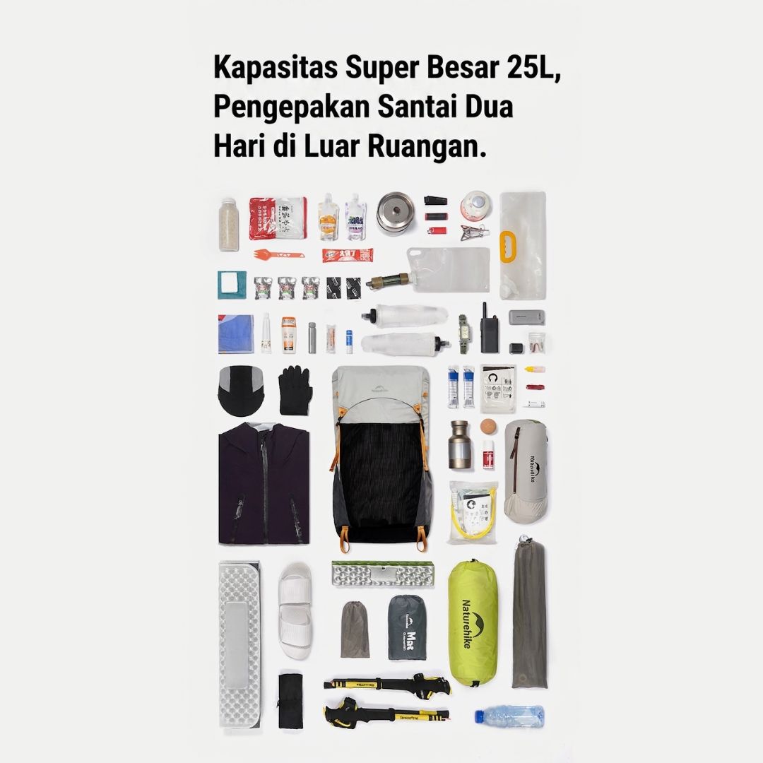 Naturehike Tas Hiking Gunung Ringan Hydrogen 25L Ultralight Backpack CNK2550XB010-D8U Tas Ransel Hiking Lipat Ringan Waterproof Daypack Travel Outdoor