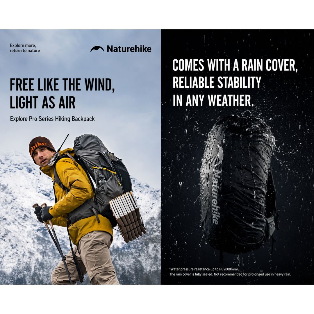 Naturehike Tas Gunung Carrier Ringan Seek Wind Pro 35+5L 65+5L CNK2550XB016 Ultralight Backpack Ransel Hiking Daypack Travel Outdoor
