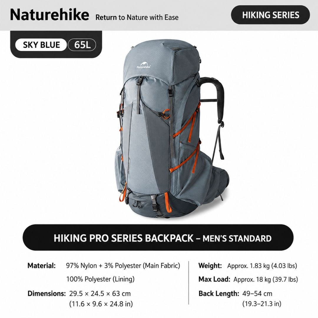 Naturehike Tas Gunung Carrier Ringan Seek Wind Pro 35+5L 65+5L CNK2550XB016 Ultralight Backpack Ransel Hiking Daypack Travel Outdoor