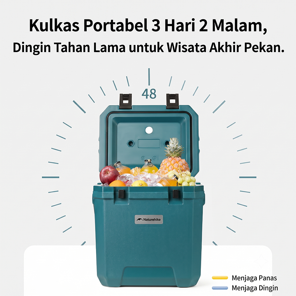 Naturehike Kotak Es Picnic Cooler Box Whale Pro CNK2650CF012 Outdoor PU Foam  Coolbox Camping Incubator 17L 24L Kotak Pendingin