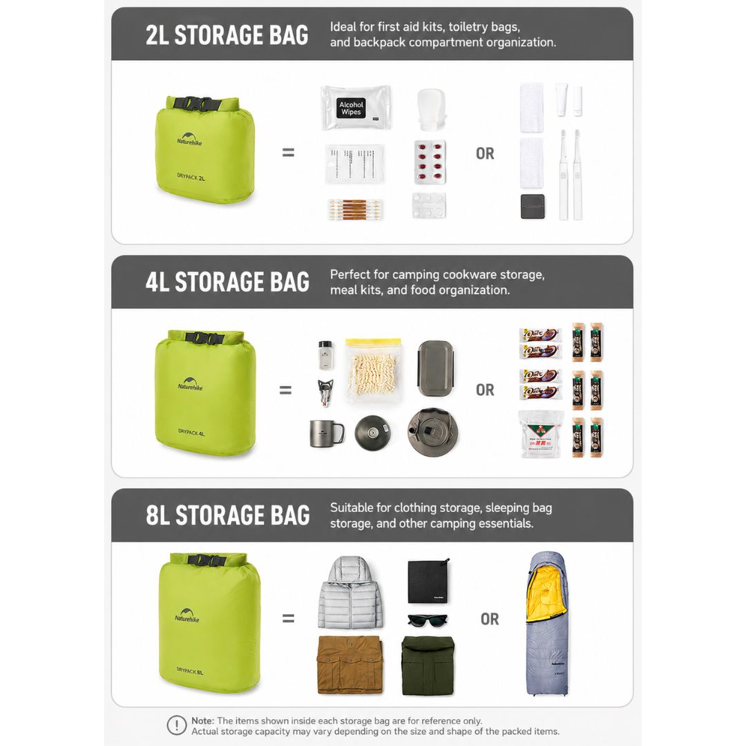 Naturehike Tas Penyimpanan Anti Air CNK2550XB012 Dry Bag Waterproof Storage Bag Ultralight 2L 4L 8L