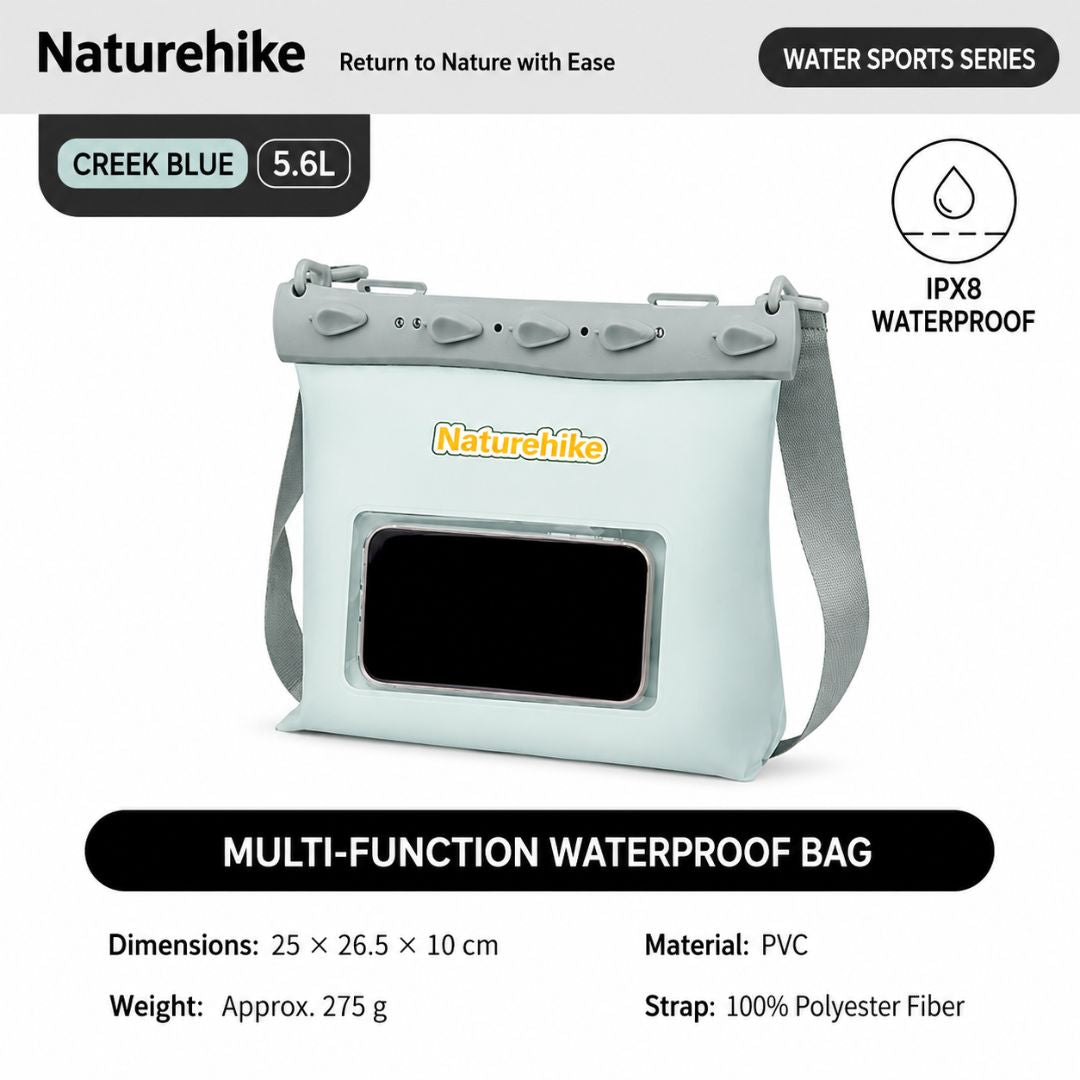 Naturehike Dry Bag Waterproof Multifungsi IPX8 2.6L 5.6L Tas Anti Air Trekking Renang Kayak Outdoor