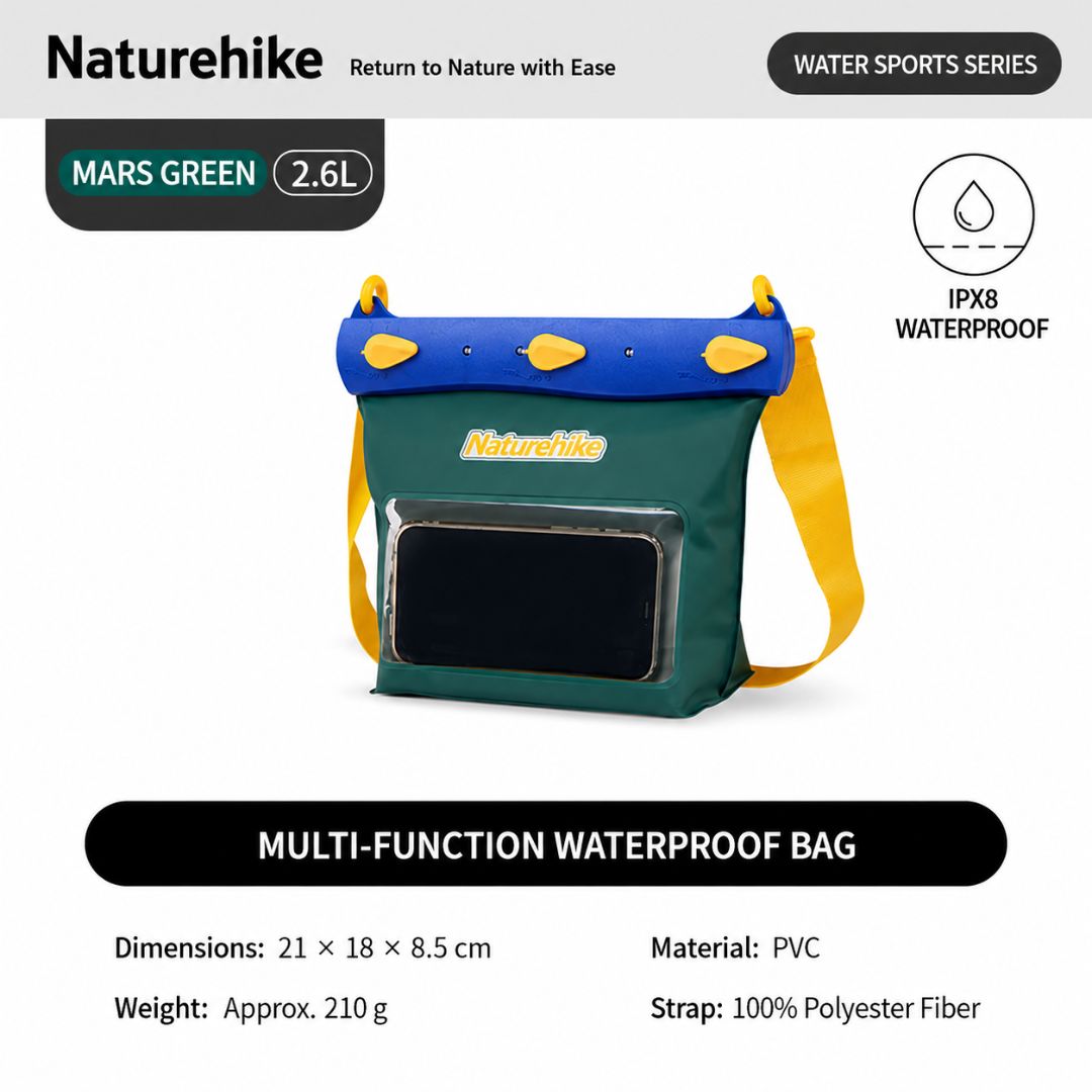 Naturehike Dry Bag Waterproof Multifungsi IPX8 2.6L 5.6L Tas Anti Air Trekking Renang Kayak Outdoor