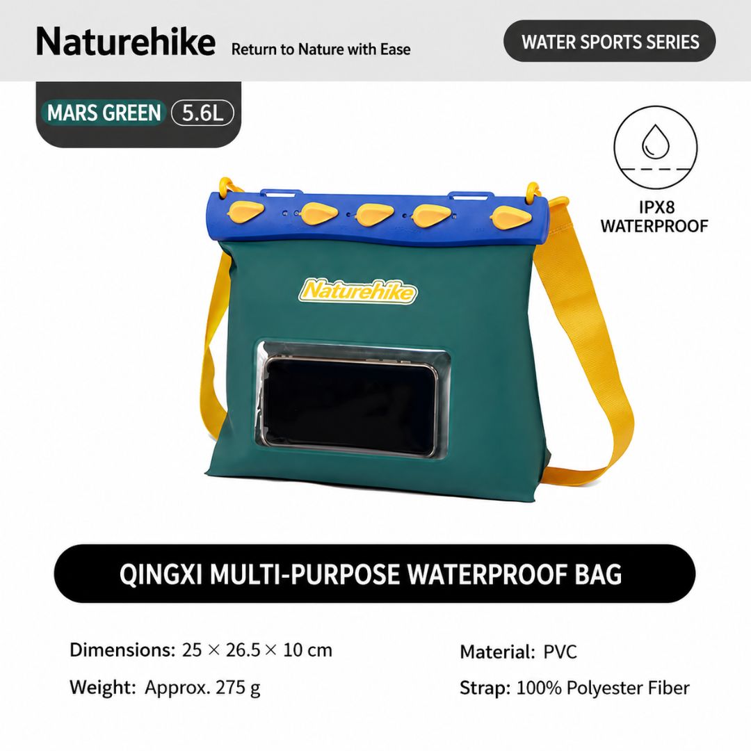 Naturehike Dry Bag Waterproof Multifungsi IPX8 2.6L 5.6L Tas Anti Air Trekking Renang Kayak Outdoor