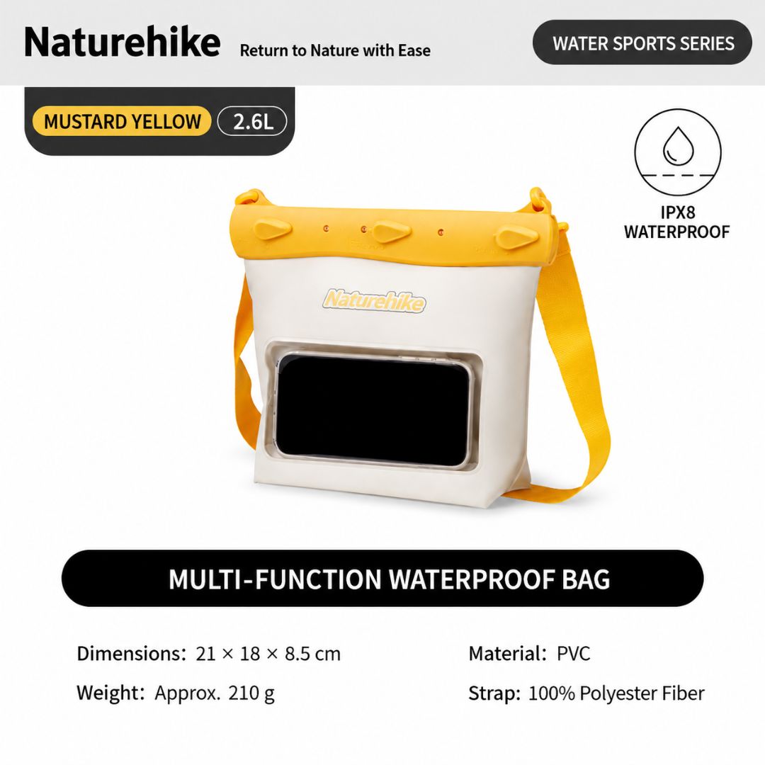 Naturehike Dry Bag Waterproof Multifungsi IPX8 2.6L 5.6L Tas Anti Air Trekking Renang Kayak Outdoor