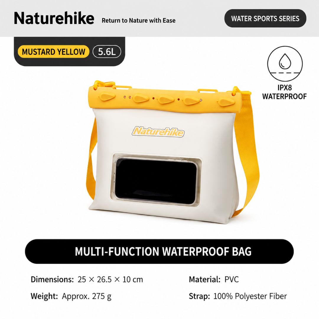 Naturehike Dry Bag Waterproof Multifungsi IPX8 2.6L 5.6L Tas Anti Air Trekking Renang Kayak Outdoor