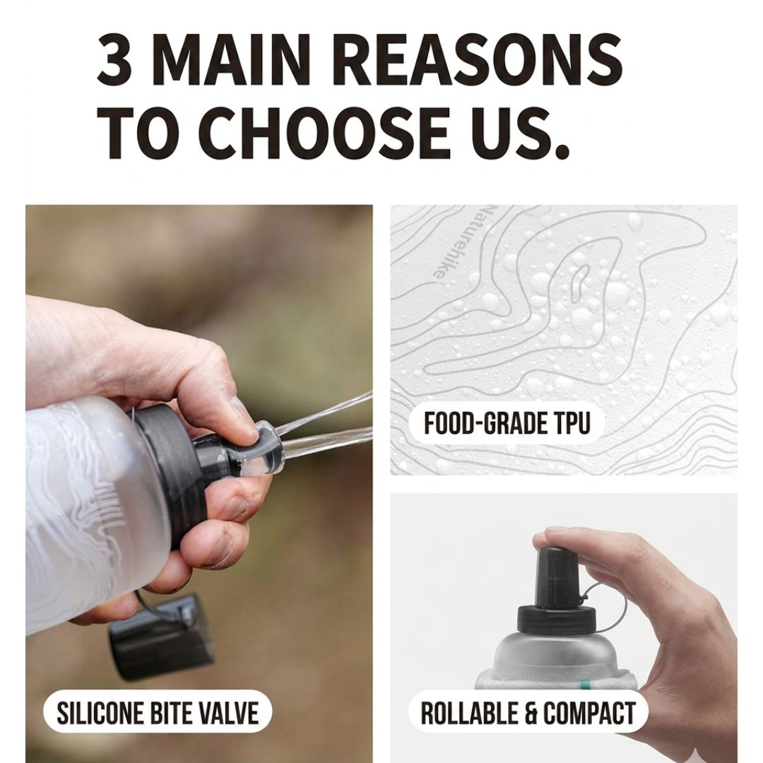 Naturehike Botol Minum Lipat Hiking Ultralight CNK2650CF013 Soft Flask TPU Foldable Water Bottle 250ml 500ml Running Trail Running Outdoor