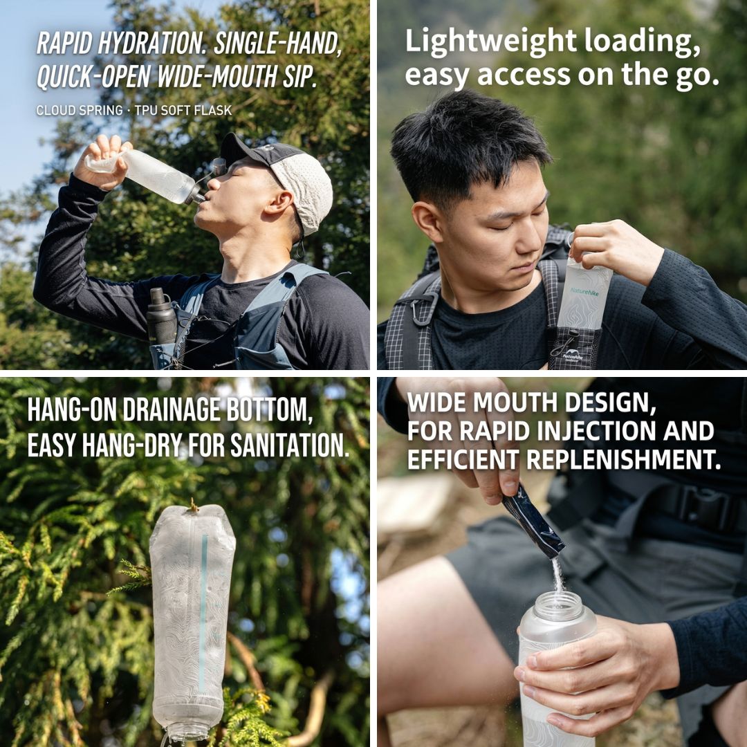 Naturehike Botol Minum Lipat Hiking Ultralight CNK2650CF013 Soft Flask TPU Foldable Water Bottle 250ml 500ml Running Trail Running Outdoor