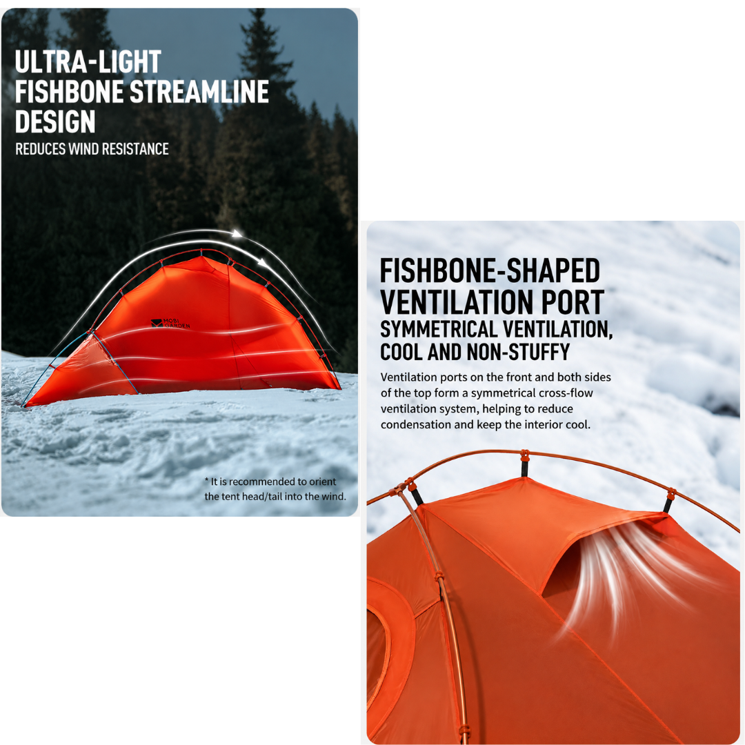 Mobi Garden Tenda Hiking 2 Orang Cold Mountain Snow Wing UL2 30D NX25661021 Ultralight Camping Tent 2P Nylon