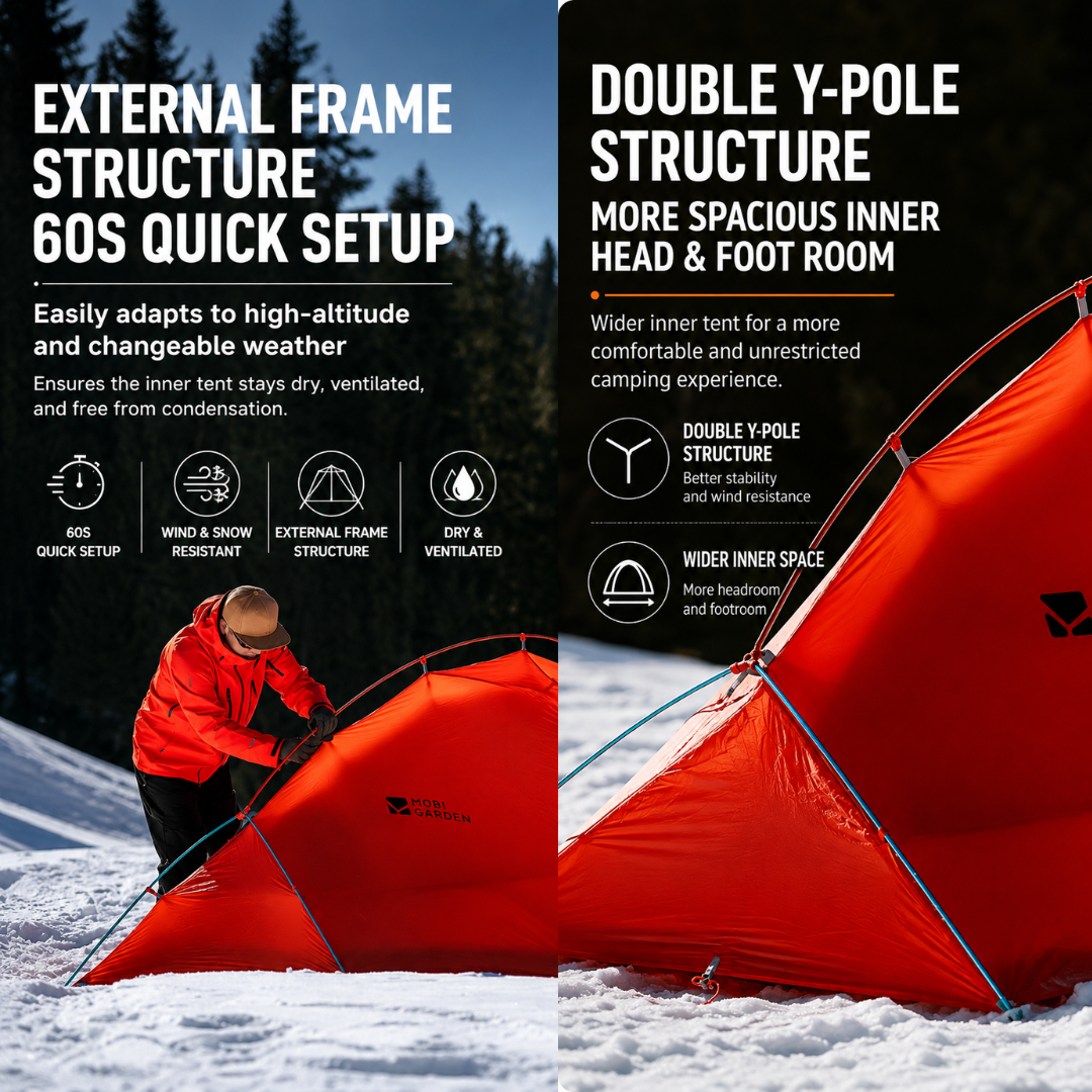 Mobi Garden Tenda Hiking 2 Orang Cold Mountain Snow Wing UL2 30D NX25661021 Ultralight Camping Tent 2P Nylon