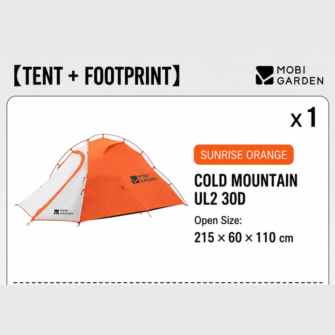 Mobi Garden Tenda Hiking 2 Orang Cold Mountain Snow Wing UL2 30D NX25661021 Ultralight Camping Tent 2P Nylon