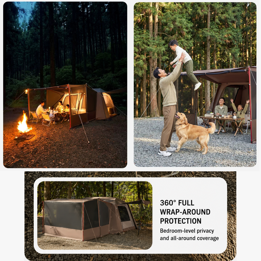 Mobi Garden Tenda Glamping 4-8 Orang Keluarga Holiday Mountain Residence 13+13 NX25661034 Auto Tent Family Camping 4-8P