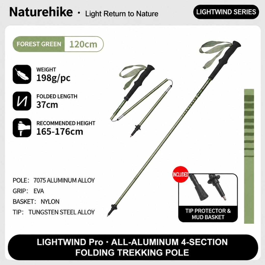 Naturehike Trekking Pole Folding Ultralight Pro CNK2450DS016 Tongkat Lipat Hiking Trekking Camping Travelling