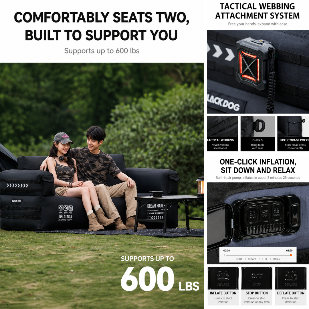 Blackdog Sofa Angin Camping Portable CBD2550WS072 Inflatable Sofa Camping with  Pump