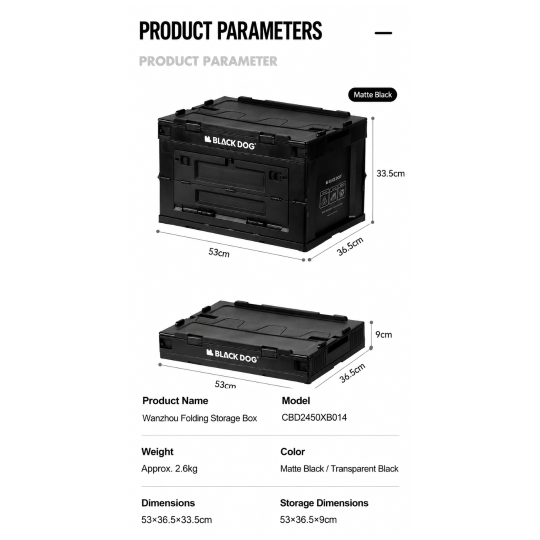 Blackdog Kotak Penyimpanan Lipat Multifungsi 50L BD-MS000005 Premium Outdoor Camping Storage Box