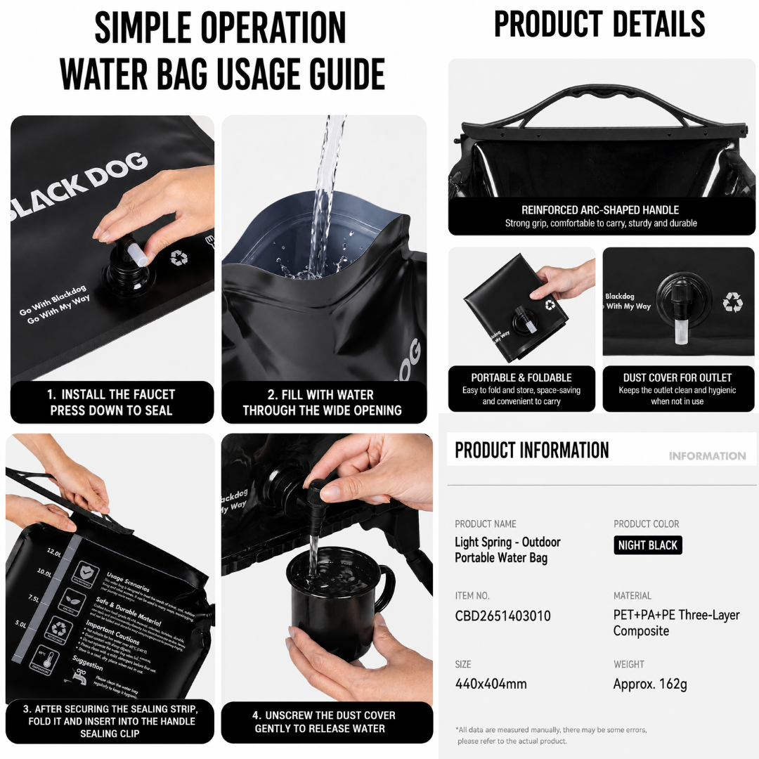 Blackdog Kantong Air Lipat Camping 12L Jerigen Air CBD2651403010 Folding Water Bag Portable Water Bucket