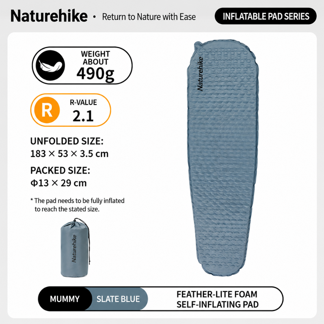 Naturehike Sleeping Pad Inflatable Yugu R Value 2.1 R2.1 CNK2300DZ013 Matras Tidur Camping Hiking Ultralight R-Value 2.1