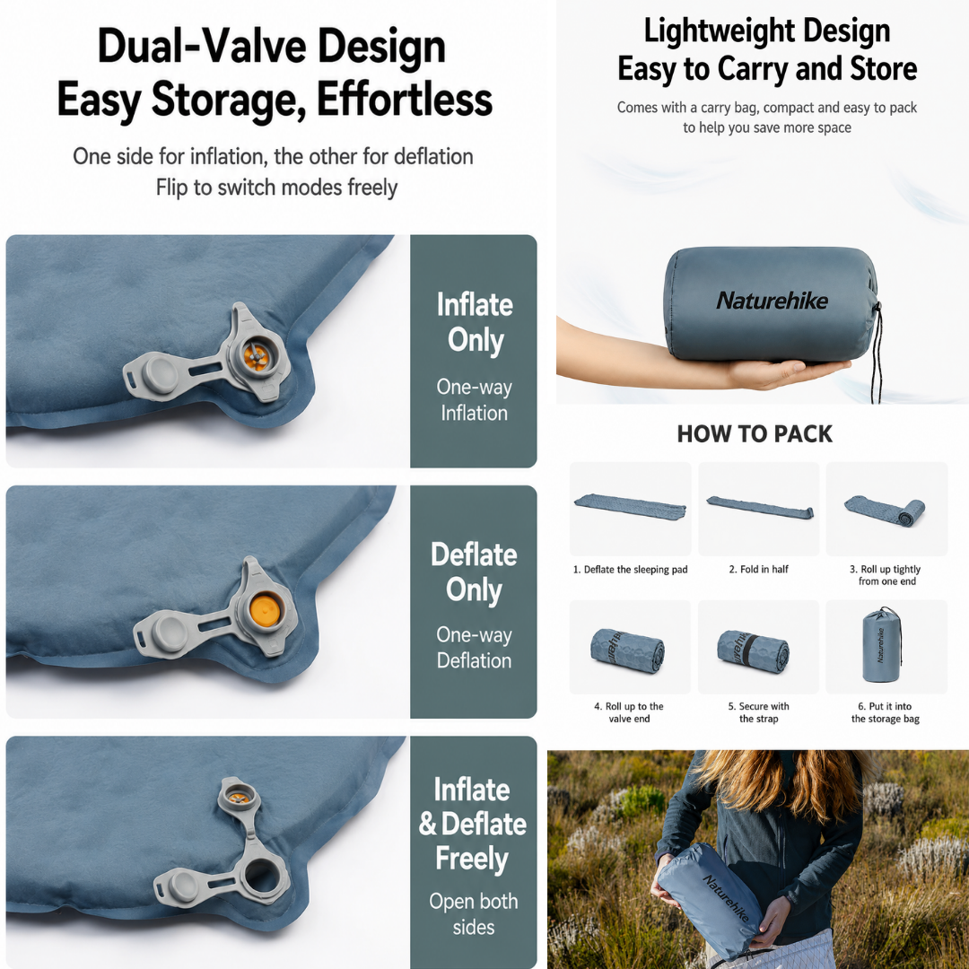 Naturehike Sleeping Pad Inflatable Yugu R Value 2.1 R2.1 CNK2300DZ013 Matras Tidur Camping Hiking Ultralight R-Value 2.1