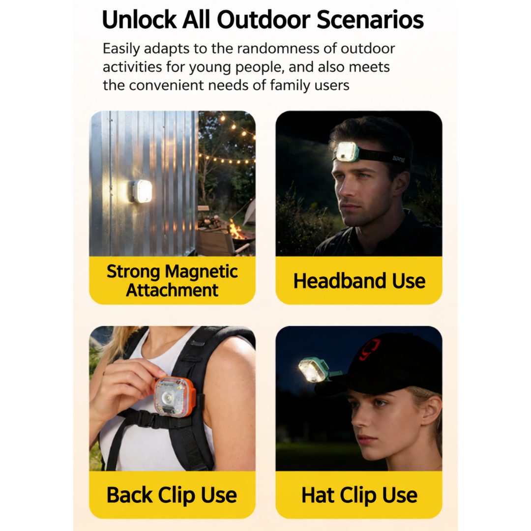 Sunrei Lampu Mini C600 Emergency Light Multifungsi Kerja Mekanik Camping Headlamp Gantung Magnet