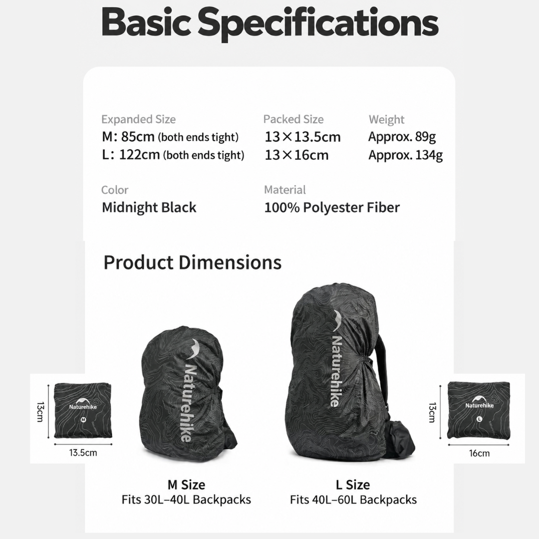 Naturehike Rain Cover Tas Cariier 30-60L CNK2450PJ010 Cover Backpack Reflective