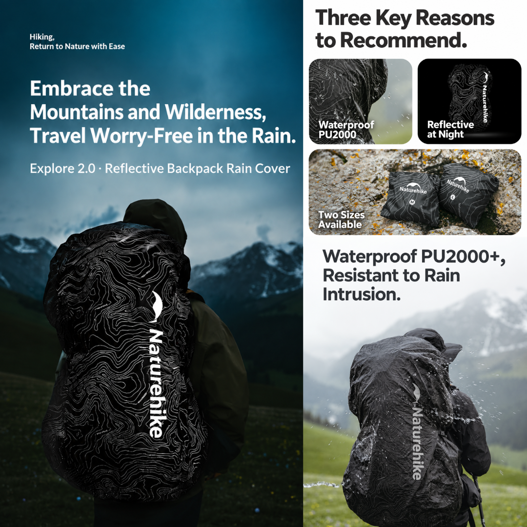 Naturehike Rain Cover Tas Cariier 30-60L CNK2450PJ010 Cover Backpack Reflective