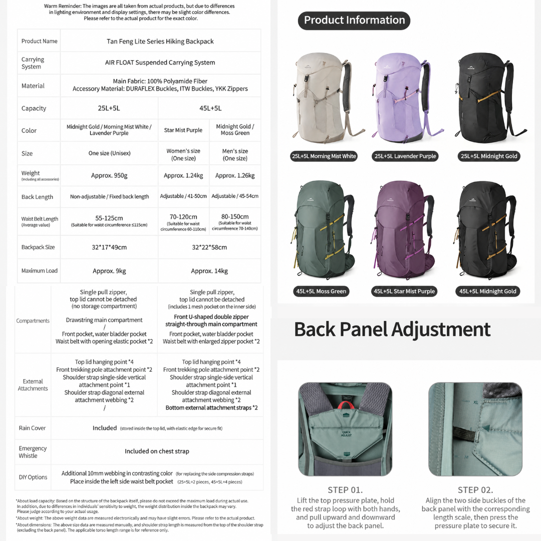 Naturehike Tas Gunung Carrier Ringan Seek Wind Lite 25+5L 45+5L CNK2652001011 Ultralight Backpack Ransel Hiking Daypack Travel Outdoor