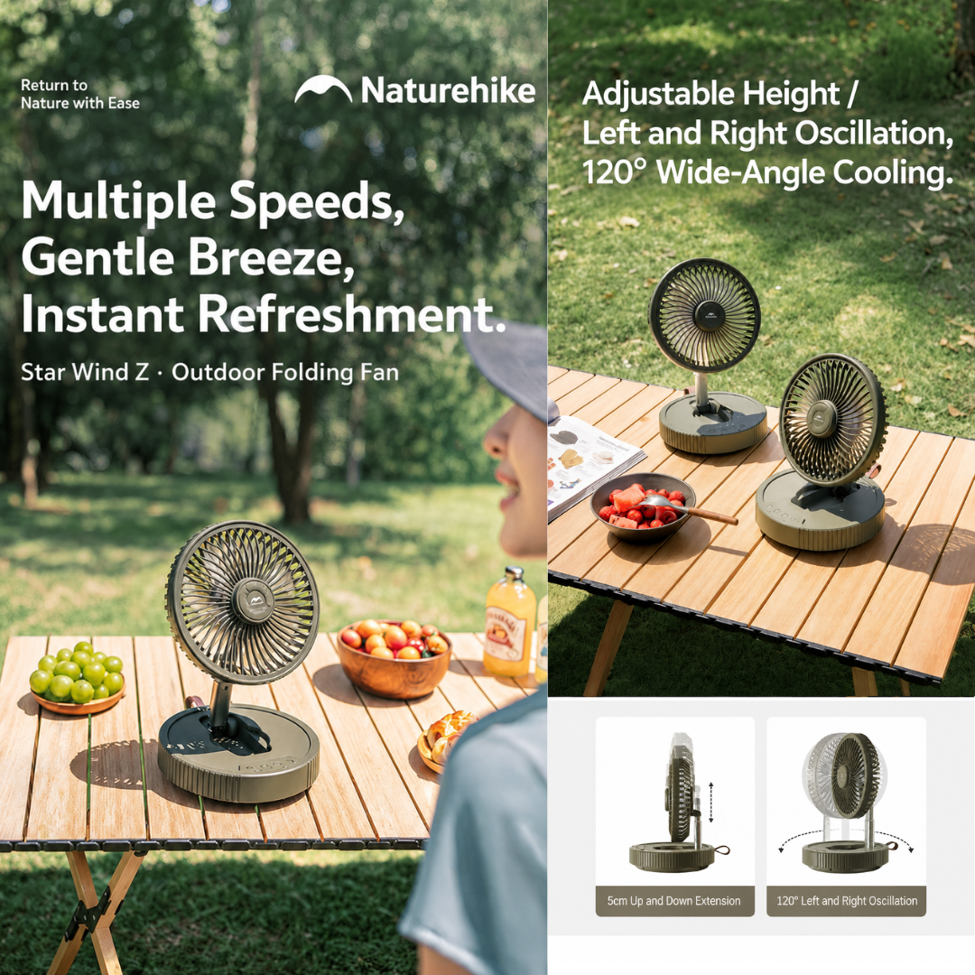 Naturehike Kipas Lipat Multifungsi CNK2650108010 Outdoor Folding Fan Portable