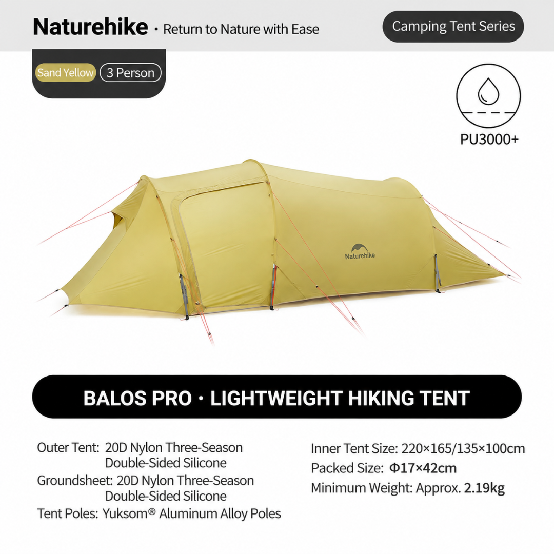 Naturehike Tenda Camping Ultralight Opalus Pro 20D CNK2650108010 Hiking Tent 2P 3P