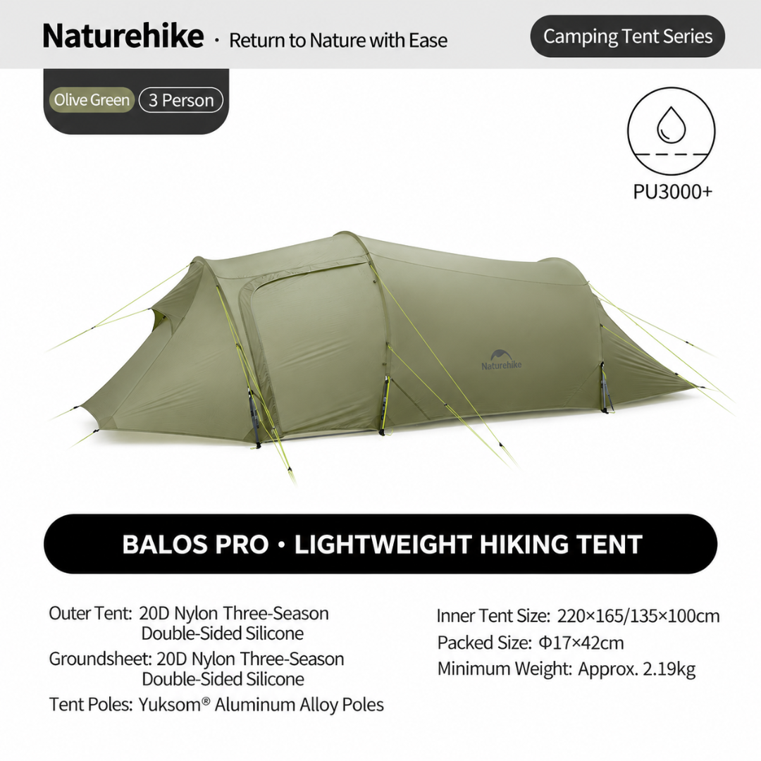 Naturehike Tenda Camping Ultralight Opalus Pro 20D CNK2650108010 Hiking Tent 2P 3P