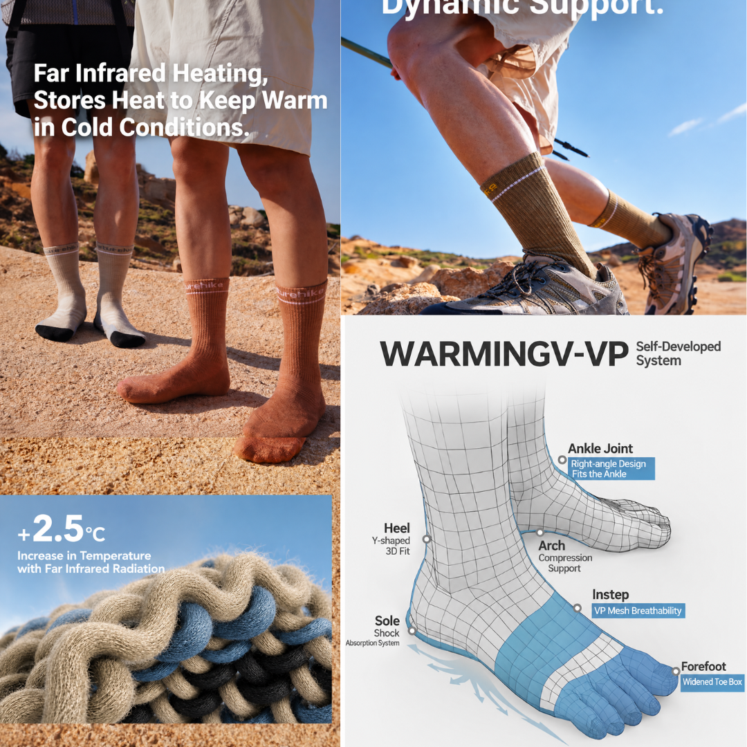 Naturehike Kaus Kaki Hiking Wool CNK2646402011 Crew Sock Hiking Anti Odor Kaos Kaki Anti Bau
