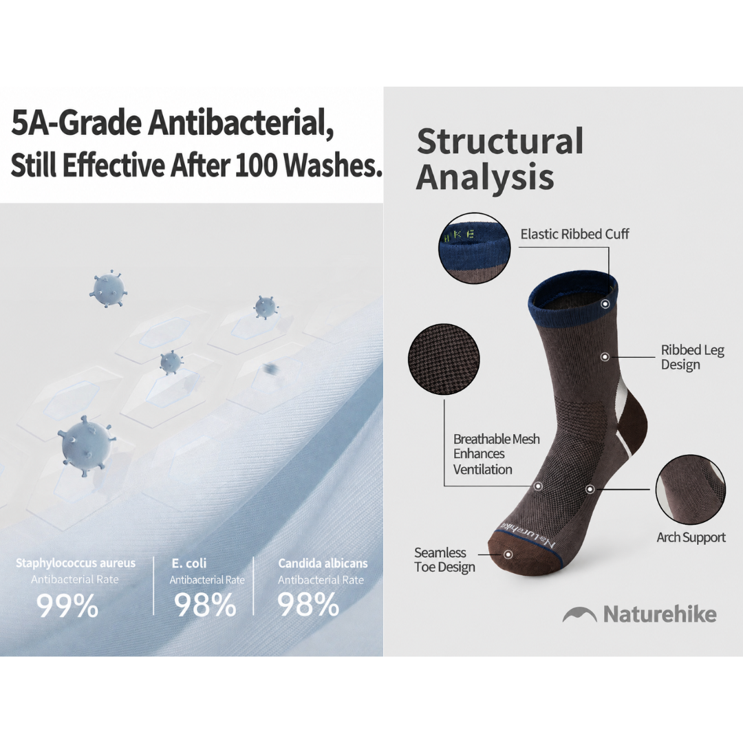 Naturehike Kaus Kaki Hiking Coolmax CYY2551FS011 Crew Sock Hiking Anti Odor Kaos Kaki Anti Bau