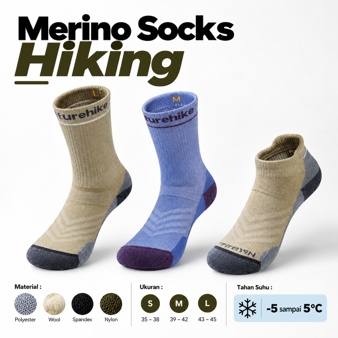 Naturehike Kaus Kaki Hiking Wool CYY2541FS011 Ankle Crew Sock Hiking Anti Odor Kaos Kaki Anti Bau