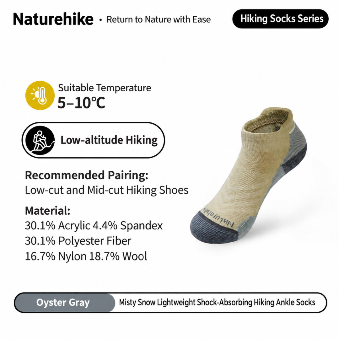 Naturehike Kaus Kaki Hiking Wool CYY2541FS011 Ankle Crew Sock Hiking Anti Odor Kaos Kaki Anti Bau