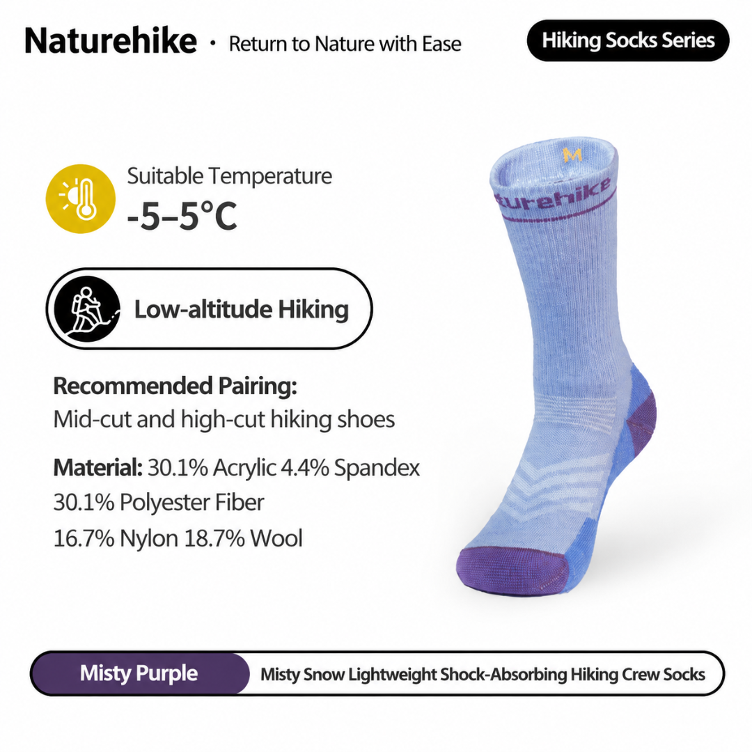Naturehike Kaus Kaki Hiking Wool CYY2541FS011 Ankle Crew Sock Hiking Anti Odor Kaos Kaki Anti Bau