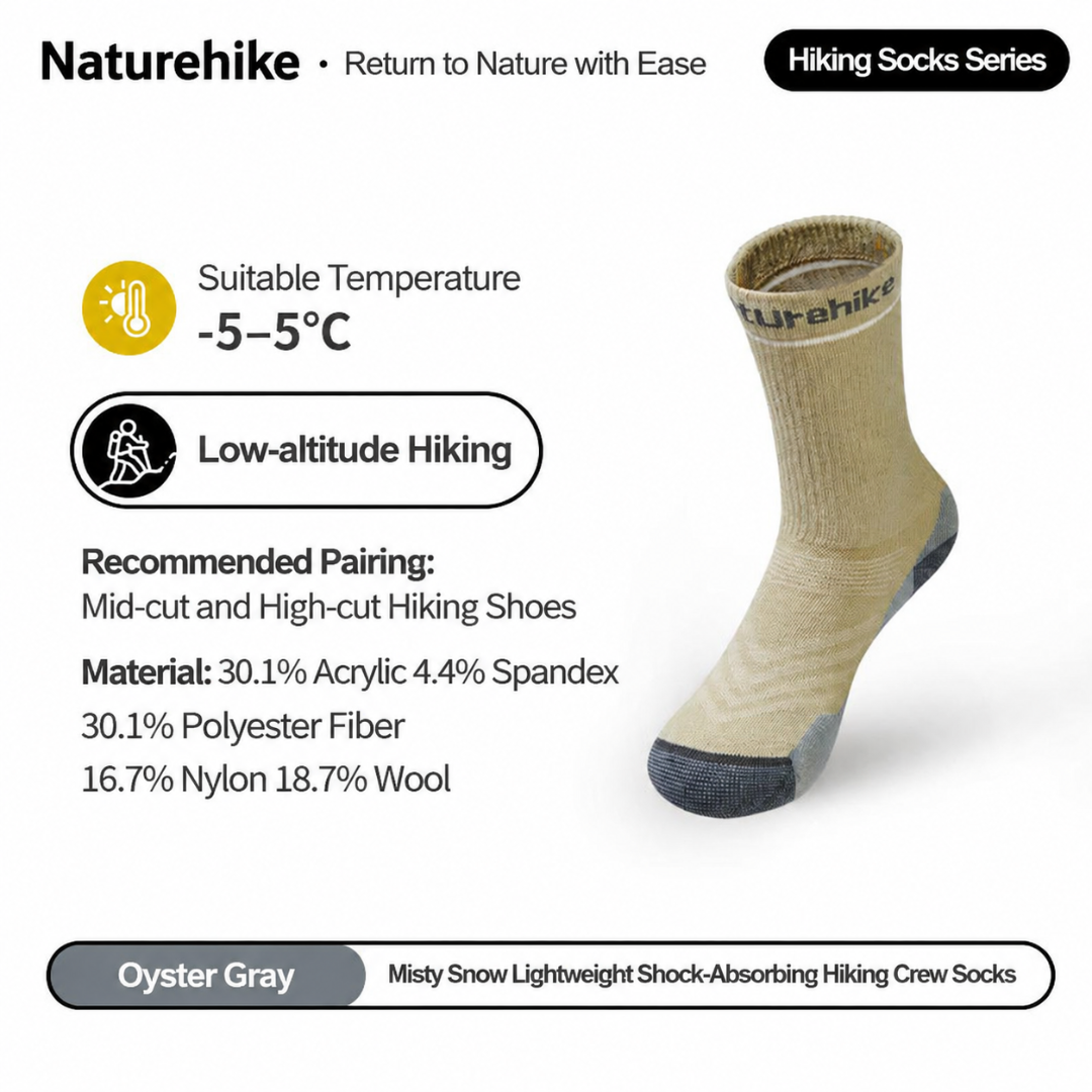 Naturehike Kaus Kaki Hiking Wool CYY2541FS011 Ankle Crew Sock Hiking Anti Odor Kaos Kaki Anti Bau