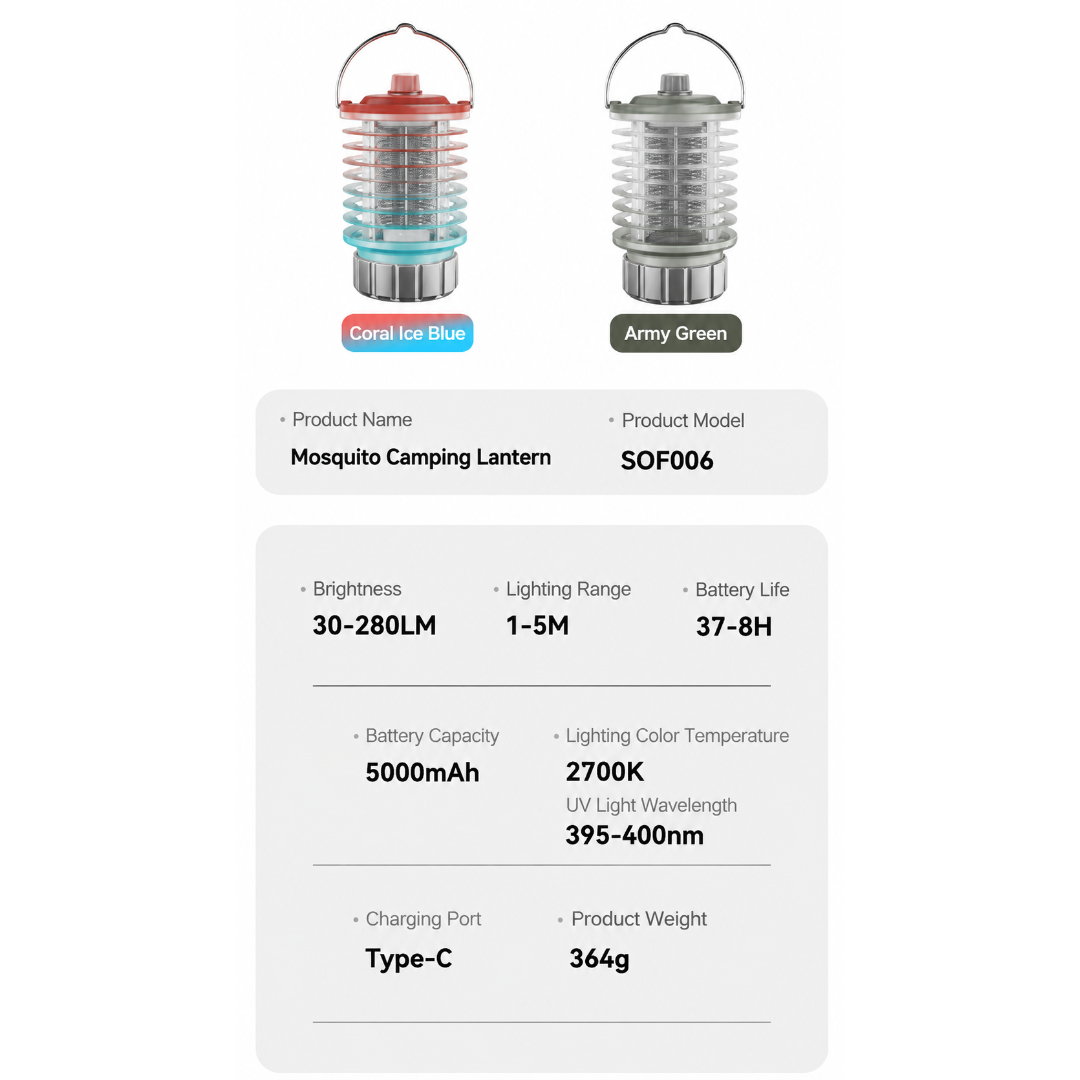 Sunrei Lampu Nyamuk Elektrik SOF006 Mosquito Killer Camping Lamp Portable Outdoor