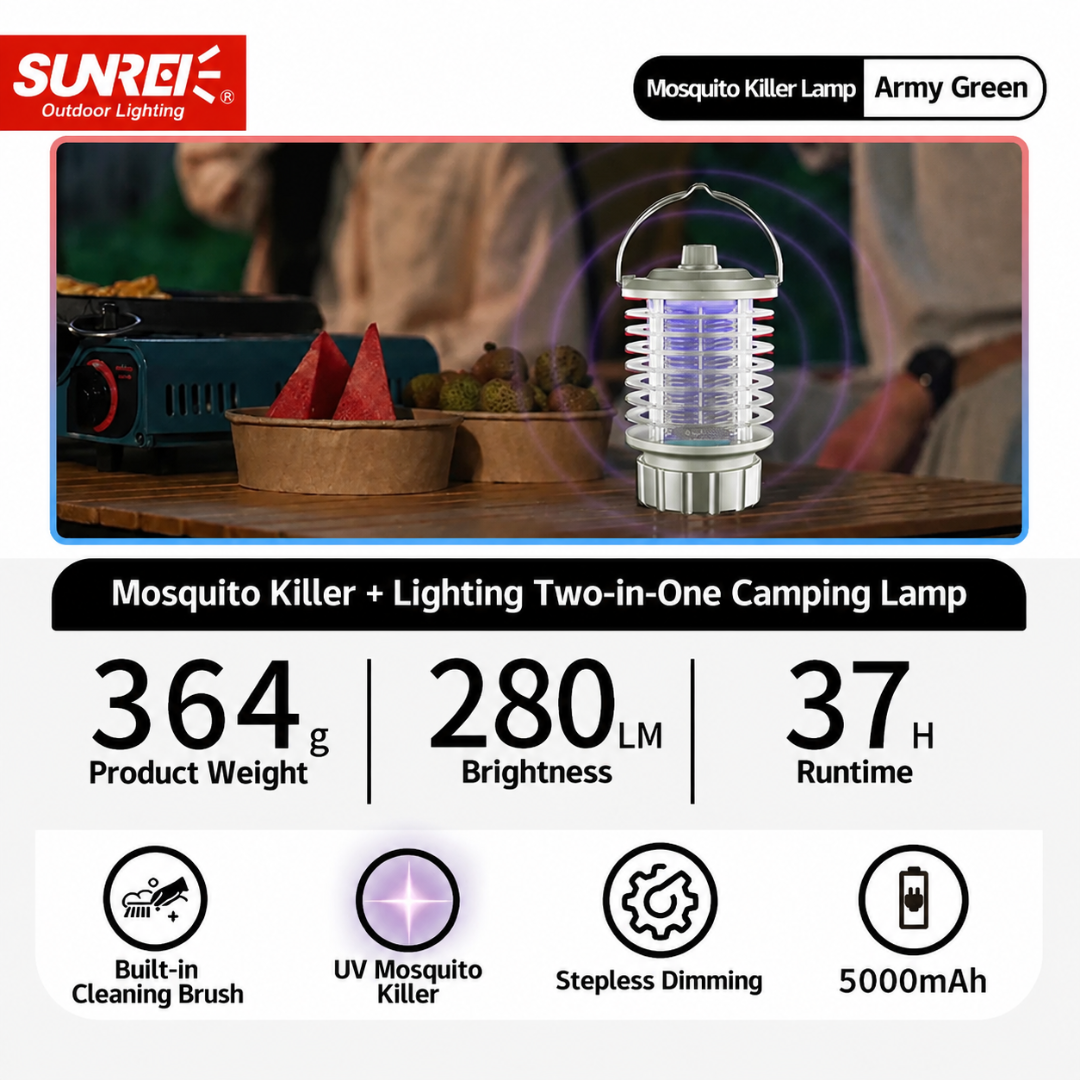 Sunrei Lampu Nyamuk Elektrik SOF006 Mosquito Killer Camping Lamp Portable Outdoor