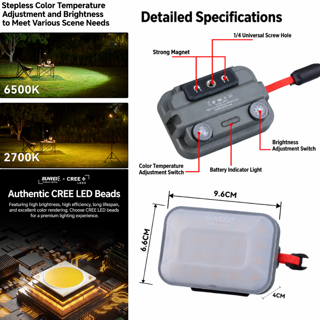 Sunrei Lampu Camping LED Outdoor C800 Camping Lamp Rechargeable Emergency Lamp IPX6 Waterproof