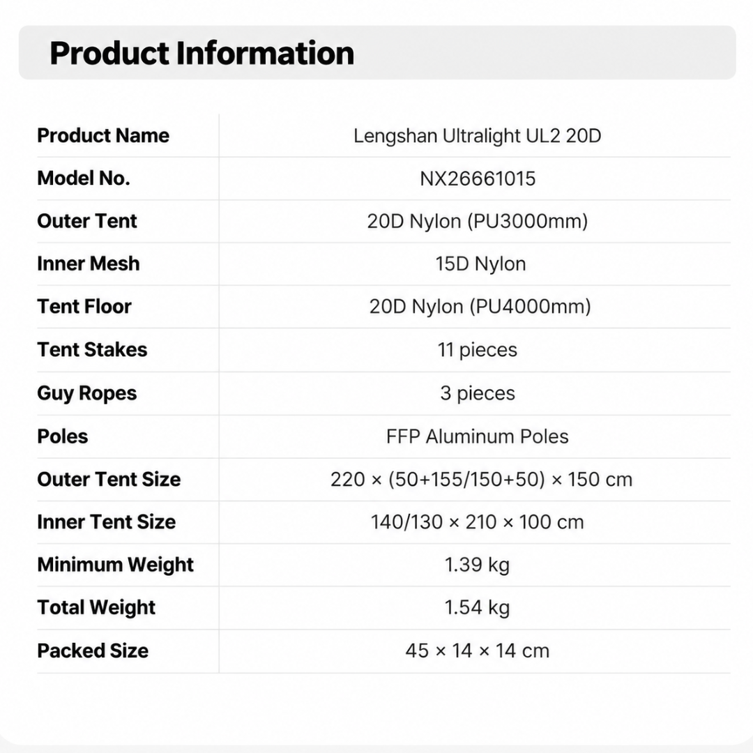 Mobi Garden Tenda Camping Hiking 2 Orang Cold Mountain Light Wing UL 20D NX26661015 Ultralight Camping Tent 2P Nylon