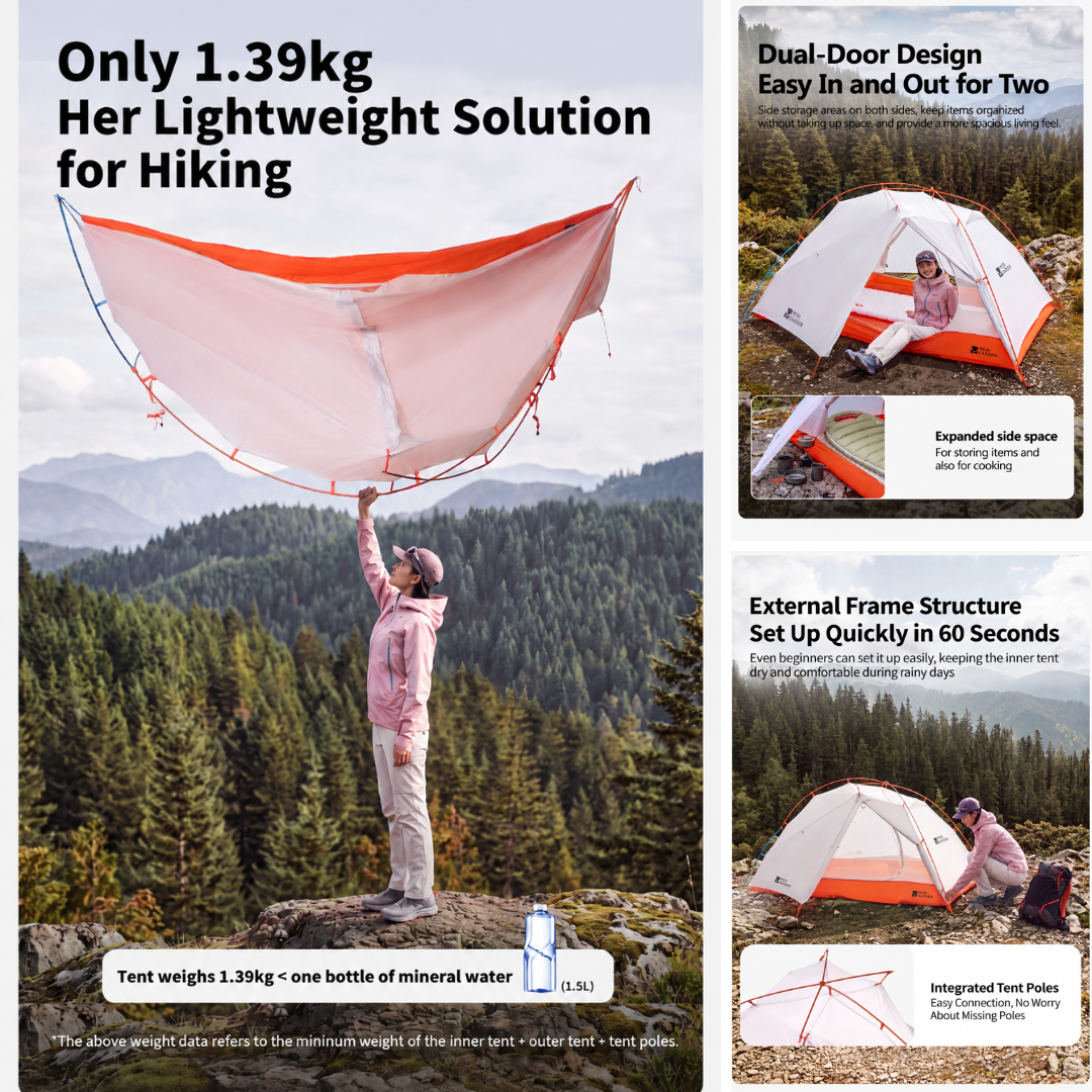 Mobi Garden Tenda Camping Hiking 2 Orang Cold Mountain Light Wing UL 20D NX26661015 Ultralight Camping Tent 2P Nylon