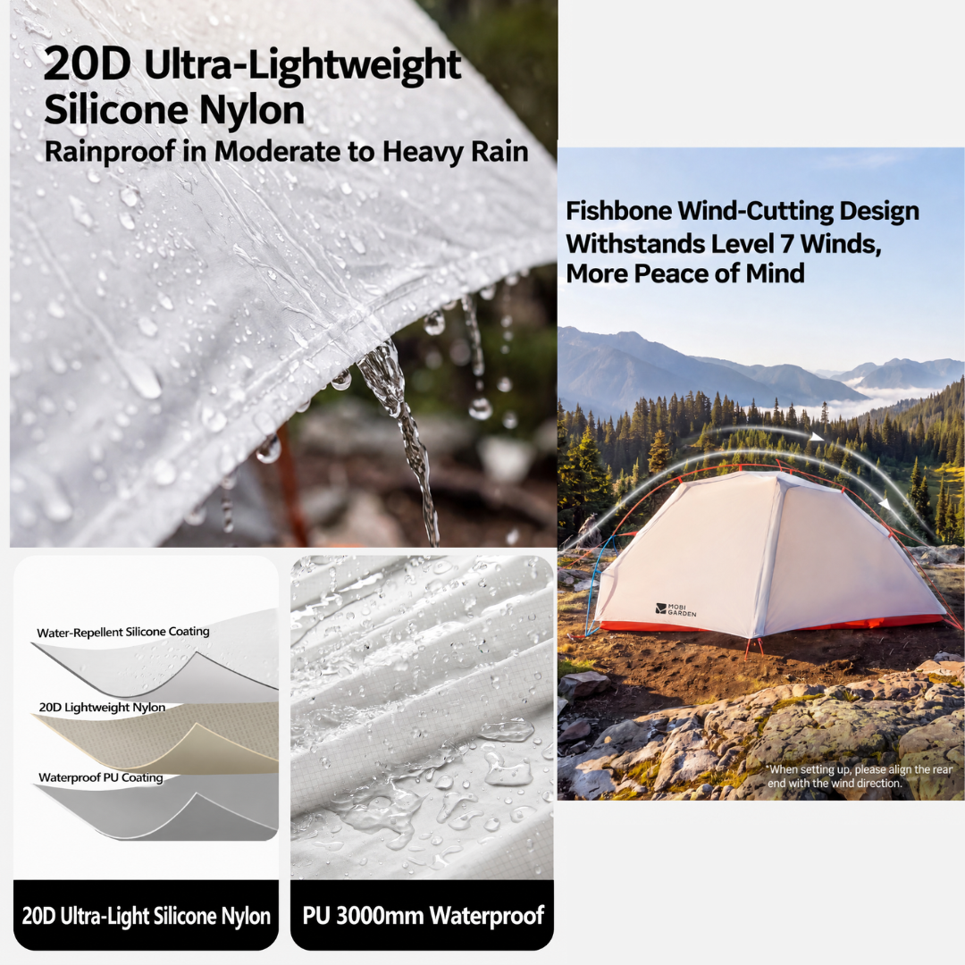 Mobi Garden Tenda Camping Hiking 2 Orang Cold Mountain Light Wing UL 20D NX26661015 Ultralight Camping Tent 2P Nylon