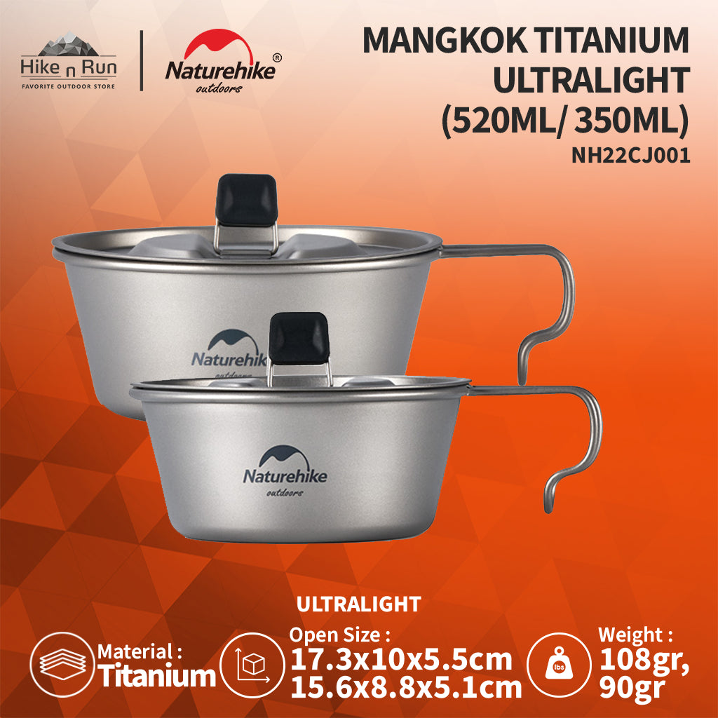 MANGKOK TITANIUM GANTUNG PANCI CAMPING NATUREHIKE NH22CJ001 ULTRALIGHT BOWL TABLEWARE