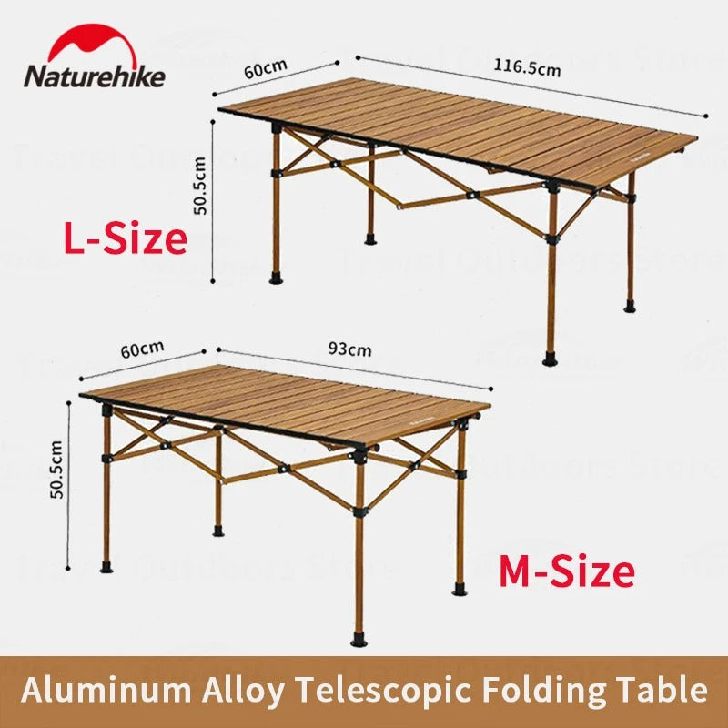 MEJA LIPAT CAMPING PORTABLE ALUMUNIUM NATUREHIKE CNH22JU038 FOLDING CAMPING TABLE