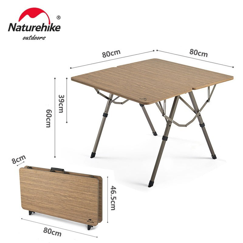 MEJA LIPAT CAMPING KAYU ADJUSTABLE NATUREHIKE CNH22JU054 LIGHTWEIGHT FOLDING TABLE