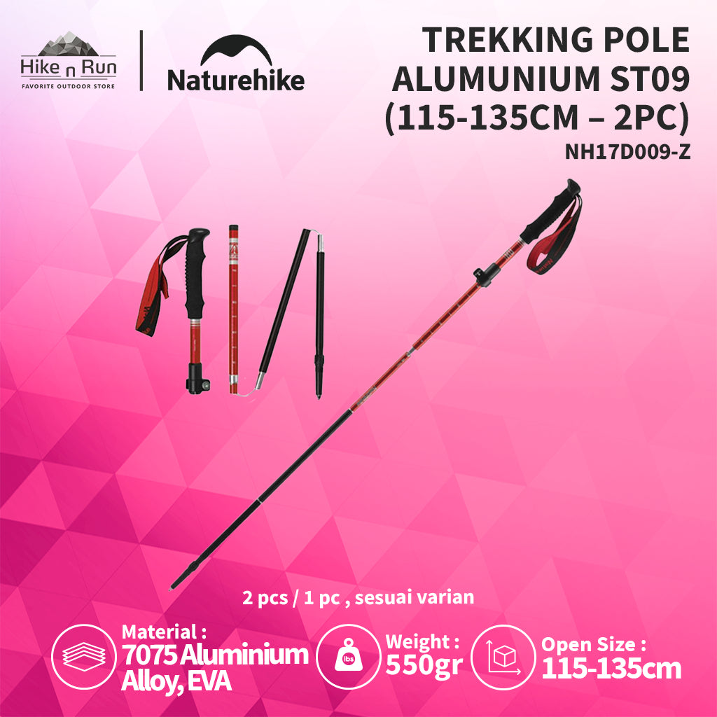 Naturehike Trekking Pole 2PCS ST09  NH17D009-Z Aluminium Alloy Tongkat Hiking