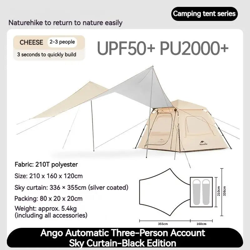 PREORDER!!! Tenda Ango Automatic With Canopy 2in1 Naturehike CNK2300ZP014 Ango 3P Tent With Hall Pole