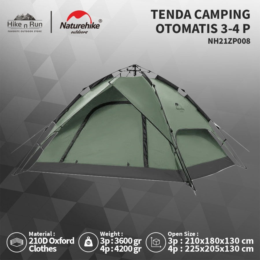 Naturehike Tenda Camping Otomatis NH21ZP008 3 Orang