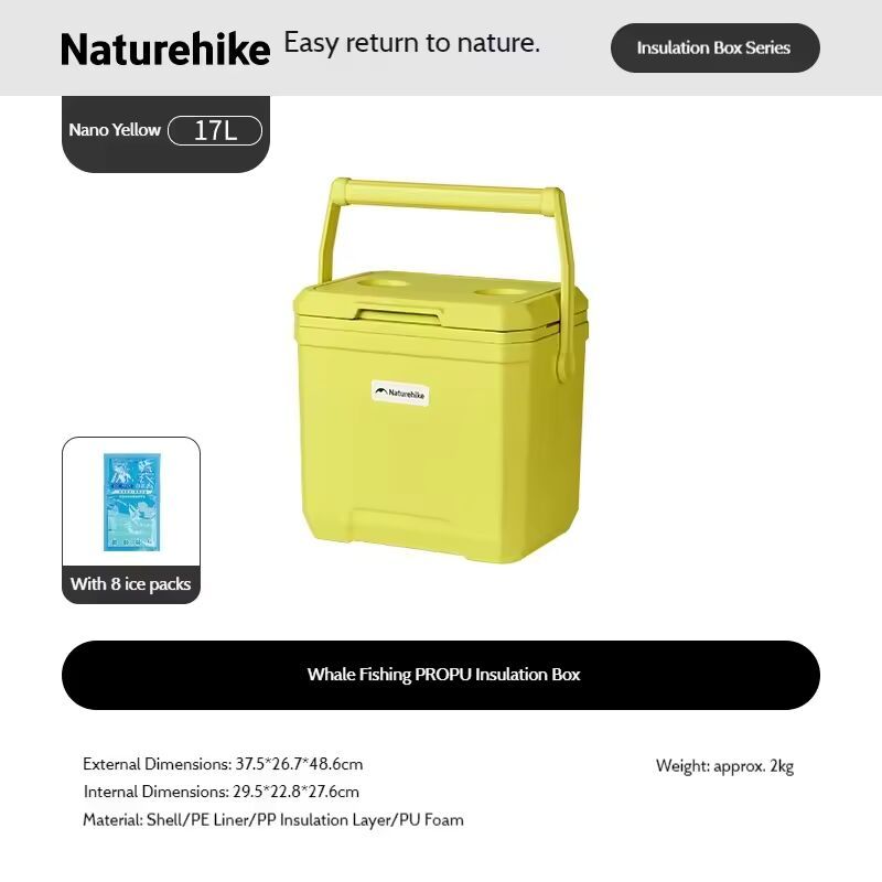 Naturehike Kotak Es Picnic Cooler Box Whale Pro CNK2650CF012 Outdoor PU Foam  Coolbox Camping Incubator 17L 24L Kotak Pendingin